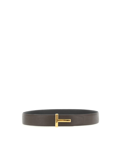 Shop Tom Ford Belts In Chocolate + Black