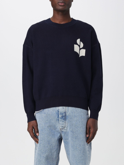 Shop Isabel Marant Cotton Blend Sweater With Logo In Navy
