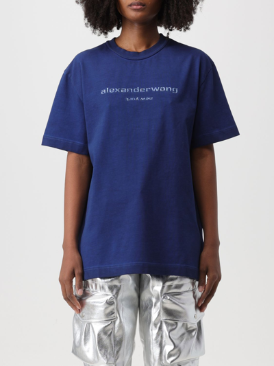 Shop Alexander Wang Cotton T-shirt In Blue