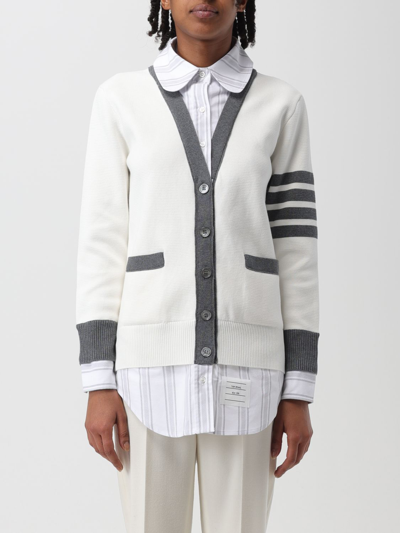Shop Thom Browne Cardigan In Cotton In White