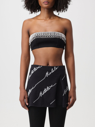 Rotate Birger Christensen Embellished Cotton Crop Top In Black 1