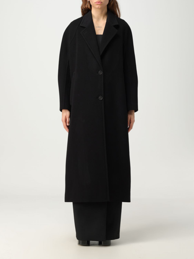 Alexander Mcqueen Double-breasted Wool Blend Coat With Buckle Detail In Black