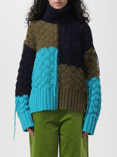 Shop Alanui Sweater  Woman Color Gnawed Blue