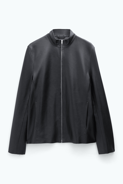 Shop Filippa K Leather Zip Jacket In Black