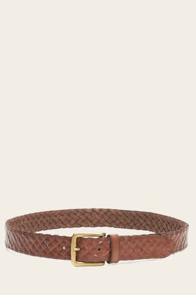 Shop The Frye Company Frye Leather Covered Woven Belt In Tan