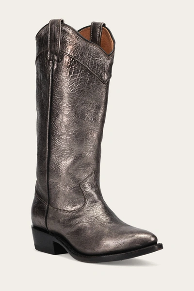 Shop The Frye Company Frye Billy Daisy Pull On Western Boots In Dark Pewter