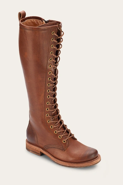 Shop The Frye Company Frye Veronica Combat Tall Moto Boots In Caramel