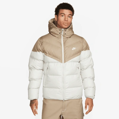 Shop Nike Mens  Sf Water Resistant Pl Filled Hooded Jacket In Khaki/light Bone/sail