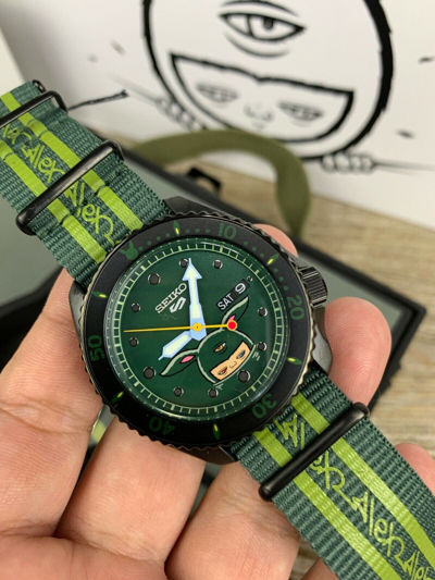 Pre-owned Seiko 5 Sports X Alex Face Srpg95k Breathe In The Green