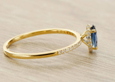 Pre-owned Handmade Natural Blue Sapphire Engagement Ring In 14k Gold / Oval Cut Genuine Sapphire In White