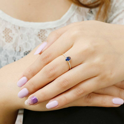 Pre-owned Handmade Natural Blue Sapphire Engagement Ring In 14k Gold / Oval Cut Genuine Sapphire In White