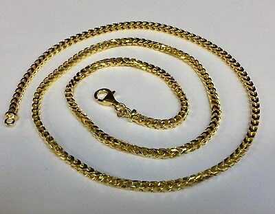 Pre-owned Nova 14k Solid Yellow Gold Franco Curb Box Mens Link 26" 3 Mm 35 Grams Chain Necklace In No Stone