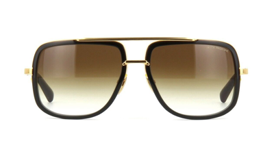 Pre-owned Dita Mach-one Black Shiny 18k Gold/brown Shaded (b-blk-gld) Sunglasses