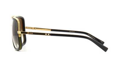 Pre-owned Dita Mach-one Black Shiny 18k Gold/brown Shaded (b-blk-gld) Sunglasses