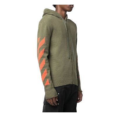 Pre-owned Off-white Diag Arrow Knit Zip Hoodie Mens Style : Omha080f22kni00 In Green