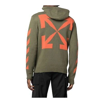 Pre-owned Off-white Diag Arrow Knit Zip Hoodie Mens Style : Omha080f22kni00 In Green