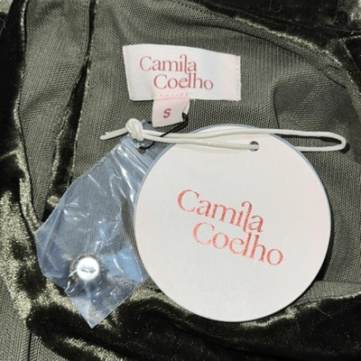 Pre-owned Camila Coelho Gabriel Green Velvet Maxi Dress Small