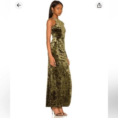 Pre-owned Camila Coelho Gabriel Green Velvet Maxi Dress Small