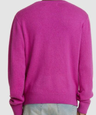 Pre-owned The Elder Statesman $1040  Unisex Purple Cashmere Crewneck Sweater Size Large