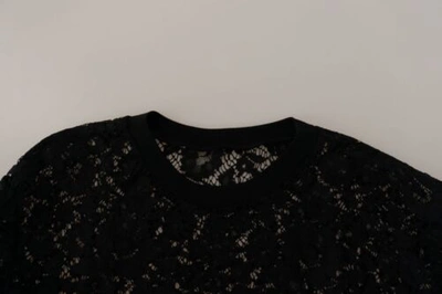 Pre-owned Dolce & Gabbana Dolce&gabbana Women Black Blouse Cotton Blend Floral Lace Long Sleeve Casual Top