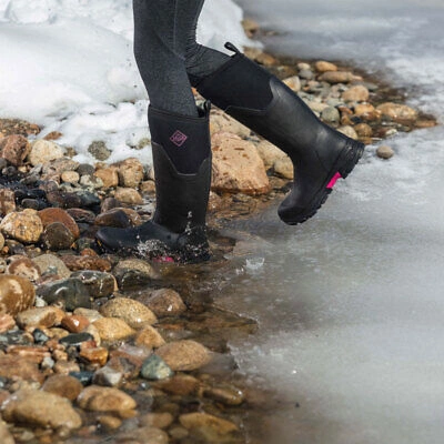 Pre-owned Muck Boots Company Women's Arctic Ice Tall Agat Boots (asvta-404-pnk) In Black/hot Pink