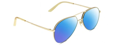 Pre-owned Gucci Gg0356s Unisex Aviator Polarized Sunglasses Gold Yellow Crystal 59mm 4 Opt In Blue Mirror Polar