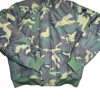 Pre-owned Ralph Lauren Polo  Coat Green Camo Bomber Jacket Faux Fur Hooded Men's Size Xl