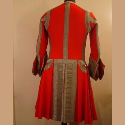 Pre-owned Handmade Red Wool French 1735-1762th + Navy Blue Men Tailcoat + Epaulets