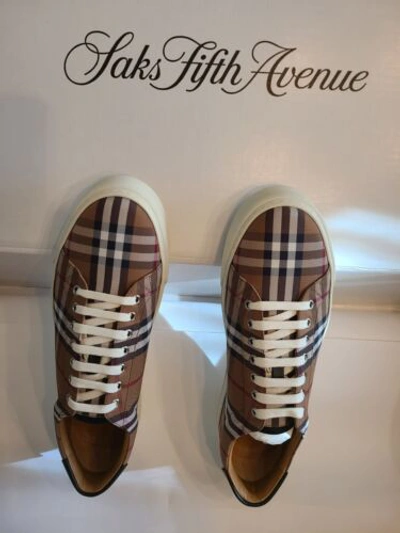 Pre-owned Burberry $650 Size 12 -  Logo Multicolor - Authentic - Limited Leather Accent