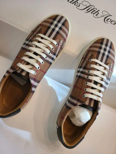 Pre-owned Burberry $650 Size 12 -  Logo Multicolor - Authentic - Limited Leather Accent