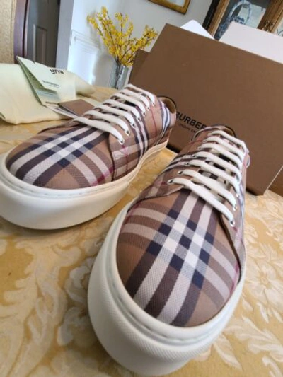 Pre-owned Burberry $650 Size 12 -  Logo Multicolor - Authentic - Limited Leather Accent