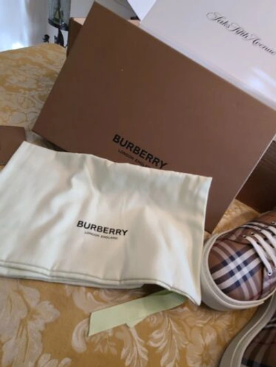 Pre-owned Burberry $650 Size 12 -  Logo Multicolor - Authentic - Limited Leather Accent