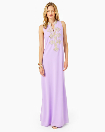 Pre-owned Lilly Pulitzer $328  Jane Maxi Dress Purple Iris Lilac Gold 2 4 6 8