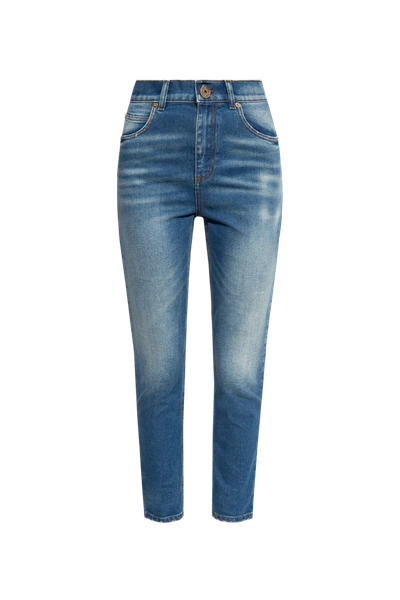 Shop Balmain Blue Slim Fit Jeans In New