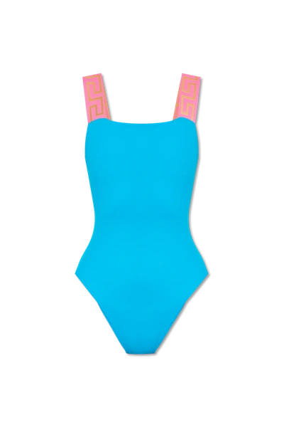 Shop Versace Blue One-piece Swimsuit In New