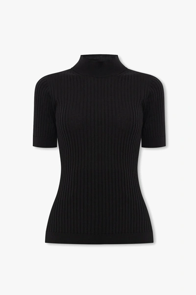 Shop Versace Black Ribbed Top In New