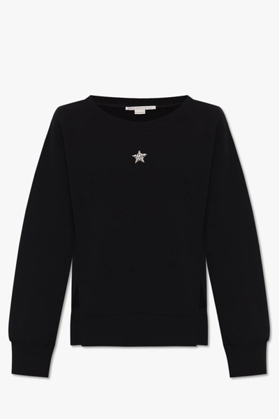 Shop Stella Mccartney Black Appliquéd Sweatshirt In New