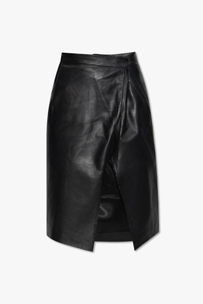 Shop Vetements Black Asymmetric Leather Skirt In New