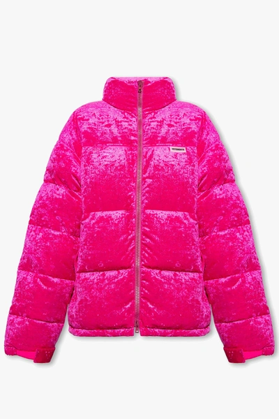 Shop Vetements Pink Velour Down Jacket In New
