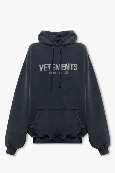 Shop Vetements Grey Hoodie With Logo In New