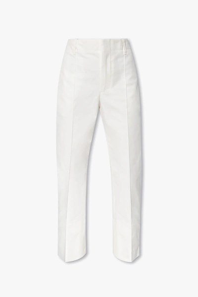 Shop Bottega Veneta White Cotton Trousers In New