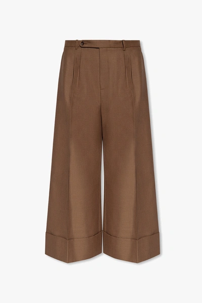 Shop Gucci Brown Wide-legged Trousers In New