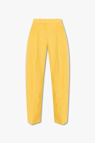 Shop Jacquemus Yellow ‘plidao' Pleat-front Trousers In New