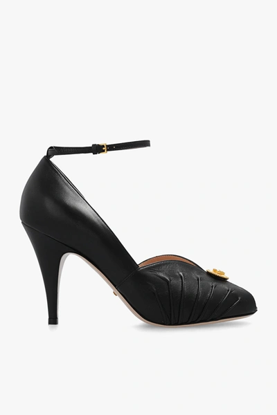 Shop Gucci Black Leather Heeled Shoes In New