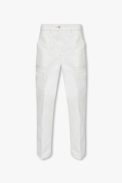 Shop Gucci White High-waisted Trousers In New