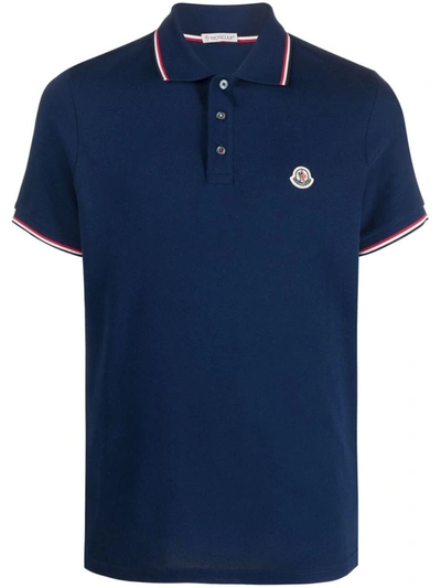 Shop Moncler Short Sleeves Polo Clothing In Blue