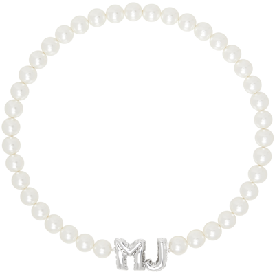 Shop Marc Jacobs Silver Monogram Ball Chain Necklace In 029 Light Silver
