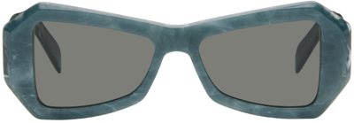 Shop Retrosuperfuture Blue Tempio Sunglasses In Blue Marble