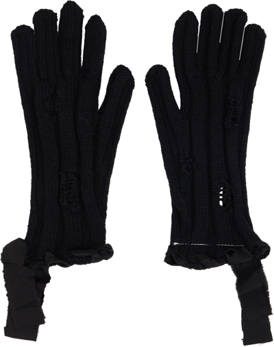 Shop Mm6 Maison Margiela Black Distressed Gloves In 900 Black
