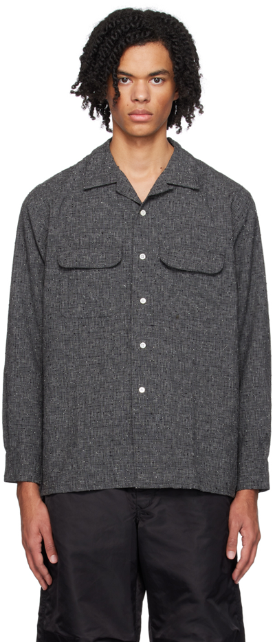 Shop Beams Gray Open Collar Shirt In Grey15